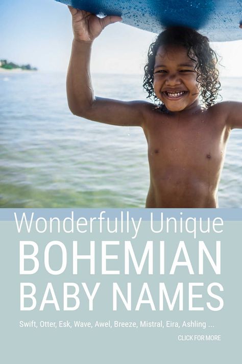 A beautiful list of unique bohemian baby names for boys and girls. This is a must read if you're looking for fabulously free spirited names with a boho, hippie feel. #bohemianbabynames #bohobabynames #hippiebabynames #uniquebabynames Surfer Boy Names, Boho Baby Names, Bohemian Baby Names, Hippie Boy, Names For Boys, Unisex Name, Traditional Names, Surfer Boy