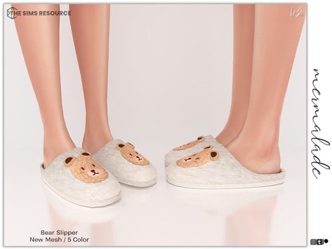 The Sims Resource - Bear Slipper (Female) S281 Sims 4 Slippers, Cc Shoes, Sims 4 Cc Shoes, Bear Slippers, Sims 4 Body Mods, Sims 4 Teen, Sims 4 Dresses, Bear Outfits, Sims 4 Houses