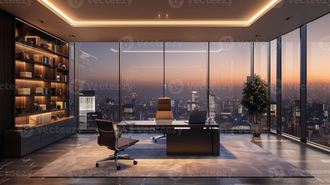 AI generated Luxury office interior with panoramic window and city view. Ceo Office Design Luxury, Ceo Office Design, Luxury Office Interior, Ceo Office, New York Office, Office Background, Luxury Office, Virtual Office, Luxury Homes Interior