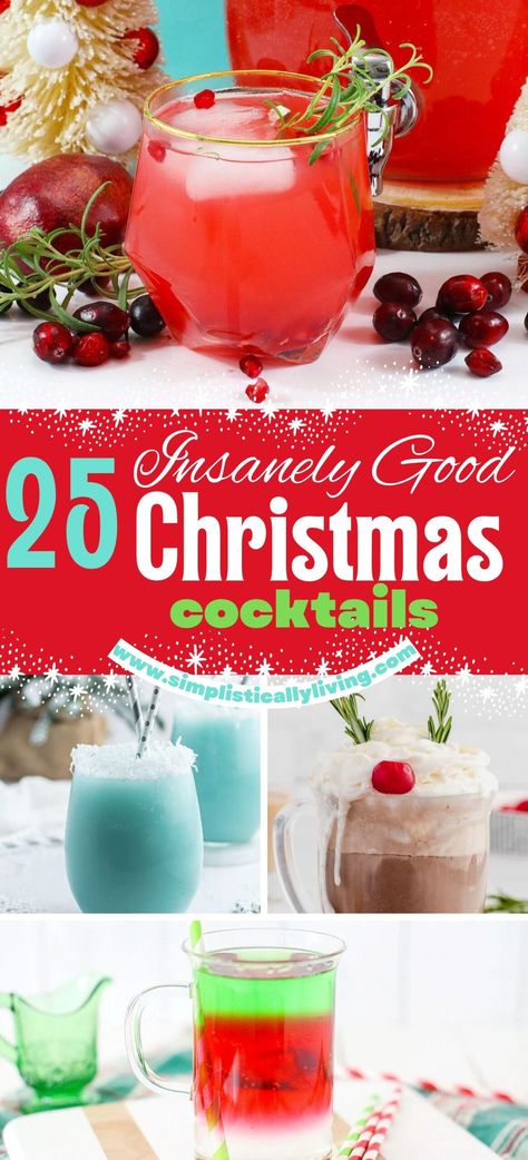 Christmas Adult Beverages, Best Christmas Cocktails Recipes, Cute Christmas Drinks Alcohol, Holly Jolly Punch, Easy Christmas Alcoholic Drinks, Christmas In July Cocktail Ideas, Christmas In July Cocktails, Northern Lights Cocktail, Holiday Themed Drinks