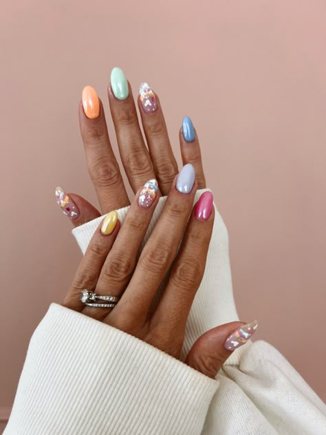 Disney Nails Rainbow, Disney Nail Color Ideas, Simple Disney Cruise Nails, Disney Nails Pastel, Disney Beach Nails, Disney Chrome Nails, Disney And Universal Nails, Disney Up Nails, Disney Inspired Nails Acrylic