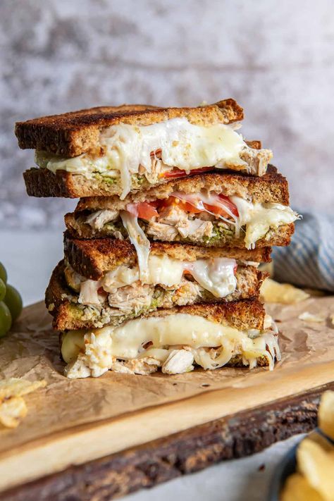 Thanksgiving Turkey Sandwiches, Grilled Turkey Sandwich, Turkey Sandwich Ideas, Lunch Meat Sandwich, Turkey Panini Sandwiches, Turkey Pesto Sandwich, Turkey Panini Recipes, Turkey Sandwich Thanksgiving, Toasted Turkey