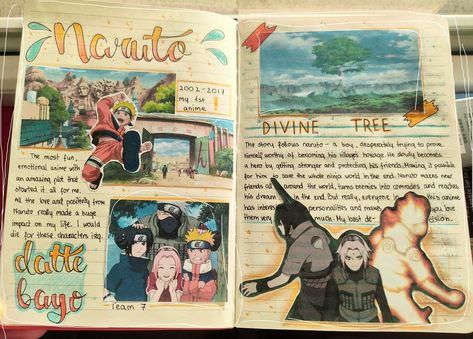 Anime Diary Ideas, Anime Journal Naruto, Anime Journal Ideas First Page, Anime Review Journal, Naruto Journal Ideas, First Page Journal Ideas Aesthetic, Naruto Journal, Bullet Journal Japan, Anime Diary