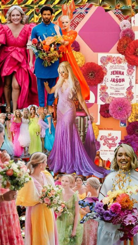 Colorful maximalist weddings fill me with joy ❤️🧡💛💚🩵💙💜 Maximalist Wedding Dress, Maximalism Outfit, Colorful Maximalism, Maximalist Wedding, Colorful Maximalist, Outfit Wedding, Dress Code Wedding, Maximalism, Wedding Plans