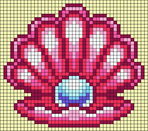 Sea Shell Cross Stitch Pattern, Sea Shell Cross Stitch, Seashell Pixel Art, 8 Bit Pixel Art Pattern, Large Pixel Art, Fairy Pixel Art, Pixel Grid, Seed Bead Art, Modele Pixel Art