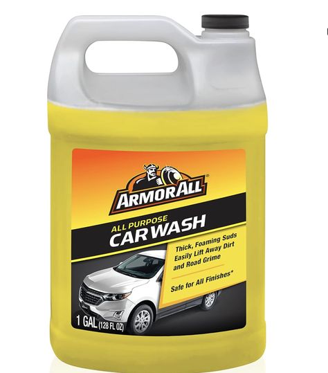 [Car Soap]: One Gallon bottle of Armor All All-Purpose Car Wash, 125 fl oz [Exterior Car Cleaner]: Foaming car cleaner soap with thick suds easily lift away dirt and grime from exterior car surfaces [Specially Formulated]: This foaming auto cleaner is gentle enough that it won't strip vehicle wax [Streak-Free]: Clean rinsing car foam soap that produces spot-free, streak-free results Boat Detailing, Soap Label Design, Gallon Bottle, Car Soap, Car Wash Soap, Wash Car, Car Cleaner, Soap Labels, Kitchen Jars