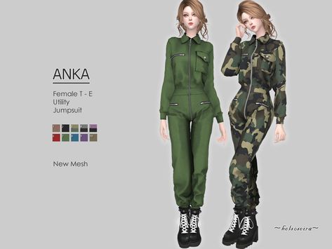 Snow Jumpsuit, Sims Outfits, Camo Jumpsuit, Work Jumpsuit, Fishnet Crop Tops, Utility Jumpsuit, Sims 4 Dresses, Military Pants, Oversized Shirt Dress