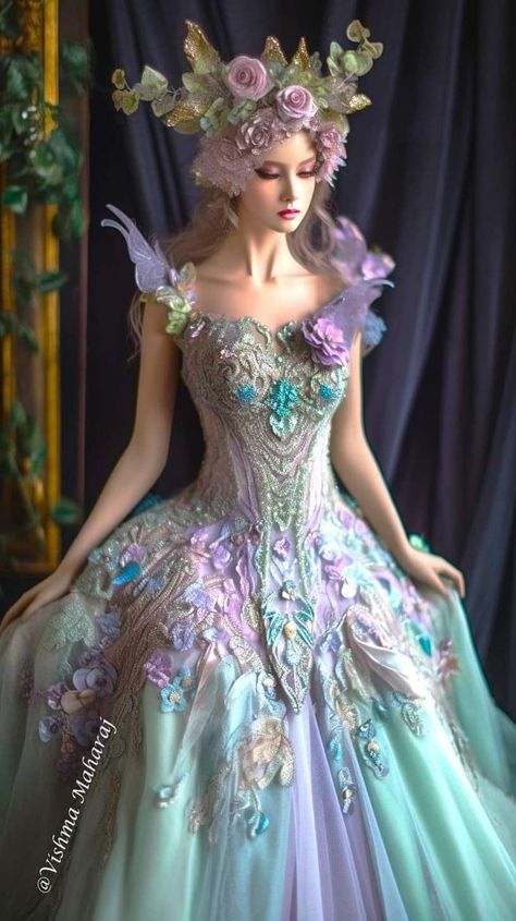 Vishma Maharaj, Queen Titania, Fantasy Couture, Debut Gowns, Fairy Gown, Digital Dress, Beautiful Ball Gowns, Fairytale Gown, Beautiful Long Dresses