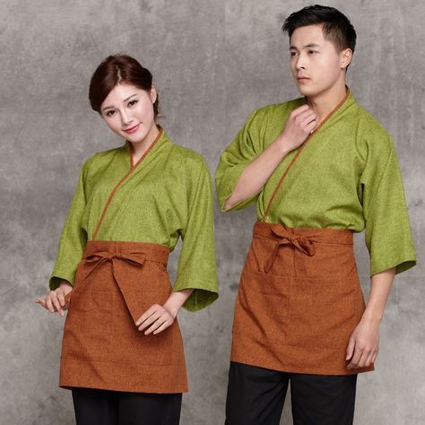 japan work uniforms at DuckDuckGo Waiter Uniform Design, Chef Jackets Design, Japanese Sushi Restaurant, Chef Clothing, Cafe Uniform, Waitress Uniform, Waiter Uniform, Restaurant Uniforms, Hotel Uniform