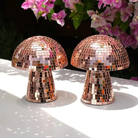 Mushroom Party Decorations, Mushroom Disco Ball, Disco Mushroom, Mushroom Party, Disco Ball Decorations, Stage School, Silver Disco Ball, Mushroom Light, Disco Ball Light