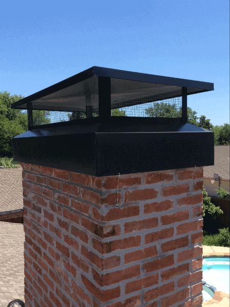 Black Metal Chimney Cap, Chimney Caps Ideas, Fireplace Cap, Chimney Fireplace, Chimney Cowls, Chimney Tops, Katie Homes, Chimney Caps, Chimney Pots