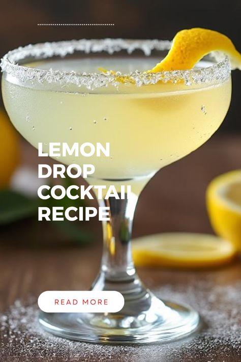 Lemon Drop Cocktail made of Vodka, Lemon, and Cointreau Lemon Vodka Cocktails, Lemon Vodka Drinks, Lemon Cocktail Recipes, Kamikaze Cocktail, Brandy Sour, Lemon Drop Recipe, Amaretto Sour Cocktail, Lemon Martini, Vodka Sour