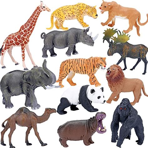 Amazon.com: Safari Animals Figures Toys, Realistic Jumbo Wild Zoo Animals Figurines Large Plastic African Jungle Animals Playset with Elephant, Giraffe, Lion, Tiger, Gorilla for Kids Toddlers, 12 Piece Gift Set : Toys & Games African Jungle Animals, Safari Toys, Animal Figurine Toys, Wild Animal Toys, Zoo Toys, Best Toddler Toys, African Jungle, Animal Action, Lion Tiger