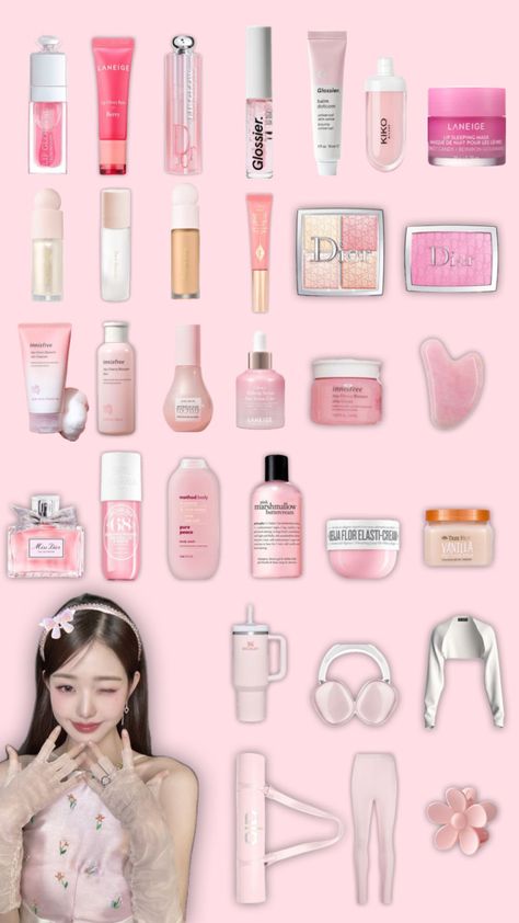 #wonyoungism #wonyoung #makeup #skincare #aesthetic Wonyoung Makeup, Wonyoungism Aesthetic, Pink Academia, Aesthetic Shuffles, Makeup List, Makeup Accesories, Pink Day, The Glow Up, Rainbow Outfit