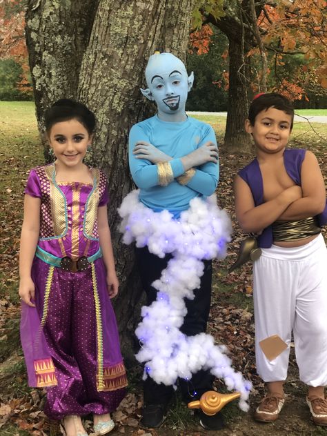 Jasmine, Genie and Aladdin Alladin Genie, Genie Costume, Aladdin, Kids Costumes, Costume Ideas, Festival Captain Hat, Captain Hat, Halloween Costumes, Festival