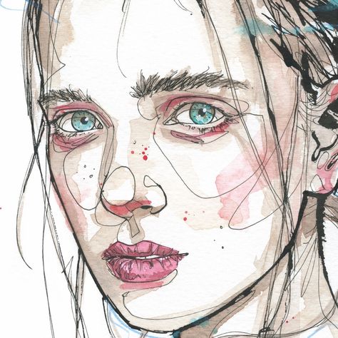 DOMINIC BEYELER — Portrait of the day… Dominic Beyeler, Watercolor Face, Tattoo Watercolor, Trendy Tattoo, Flower Sketches, Galaxy Painting, Watercolor Cat, Watercolor Portrait, Gcse Art