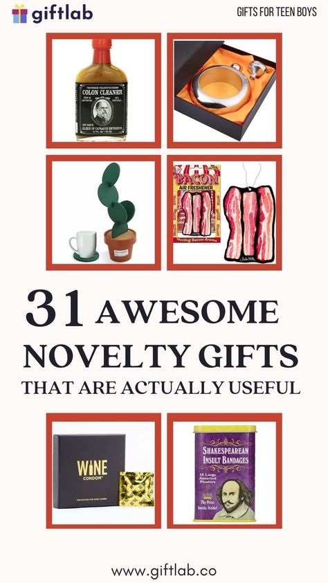 Giving something funny doesn't mean it has to be useless, too! If you're looking for practical and useful gag gifts to give at your white elepahant party, or any special occassion, we're here to help! Here are 31 awesome novelty gifts that are actually useful! #giftideas #whiteelephant #funnygifts Funny Presents, Funny Gifts For Men, Gifts For Teen Boys, Weird Gifts, Gag Gifts Funny, Funny Christmas Gifts, Cheap Gifts, Christmas Gifts For Men, Novelty Items