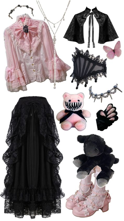 Pastel Goth Aesthetic Outfit, Pink Goth Aesthetic, Goth Outfit Inspo, Pastel Goth Aesthetic, Pink Goth, Goth Outfit, Scene Fashion, Goth Aesthetic, Cute Style