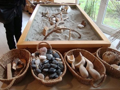 Natural Loose Parts - Learning Landscapes Design Reggio Emilia Classroom, Reggio Inspired Classrooms, Reggio Classroom, Sand Play, Reggio Inspired, Sensory Table, Sand Table, Outdoor Classroom, Nature Table