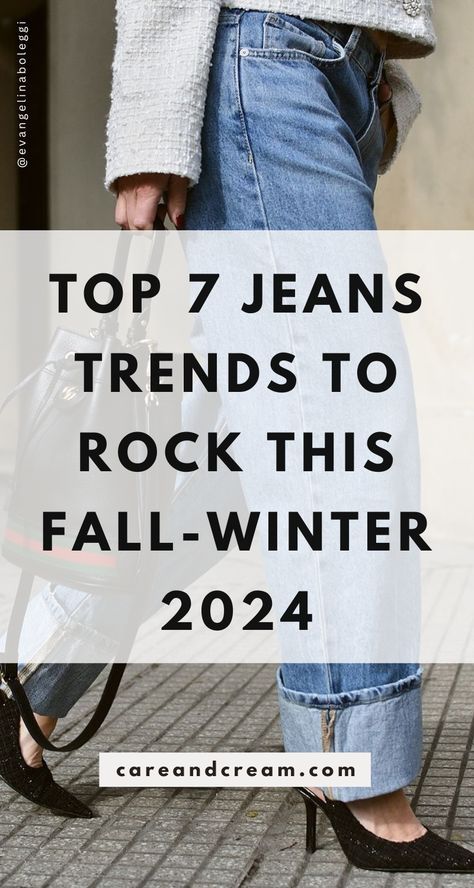 Keep up with the latest denim fashion this fall-winter 2024! Our blog post outlines the top 7 jeans trends for women, including wide-leg jeans, straight jeans, and leopard jeans. Get fresh ideas for your jean fall outfits and jean winter outfits. Be on trend with current and new denim styles! Straight Leg Long Jeans Outfits, Jean Outfit Black Women Casual, New Trend Jeans For Women, Nice Blouse And Jeans Outfit, Jeans Fall 2024 Outfit, Cropped Jean Outfits Winter, Wide Jeans Outfit Fall, Fall Work Outfits Jeans, Casual Sweater And Jeans Outfit