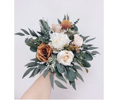 Copper Bridal Bouquet, Fall Simple Wedding Bouquets, Small Fall Wedding Bouquets Simple, Wedding Swags Floral, Small Boho Wedding Bouquet, Terracotta And Cream Bouquet, Earth Tone Bridesmaid Bouquet, Terracotta Wedding Flowers Bouquet, Terracotta And Greenery Wedding Flowers