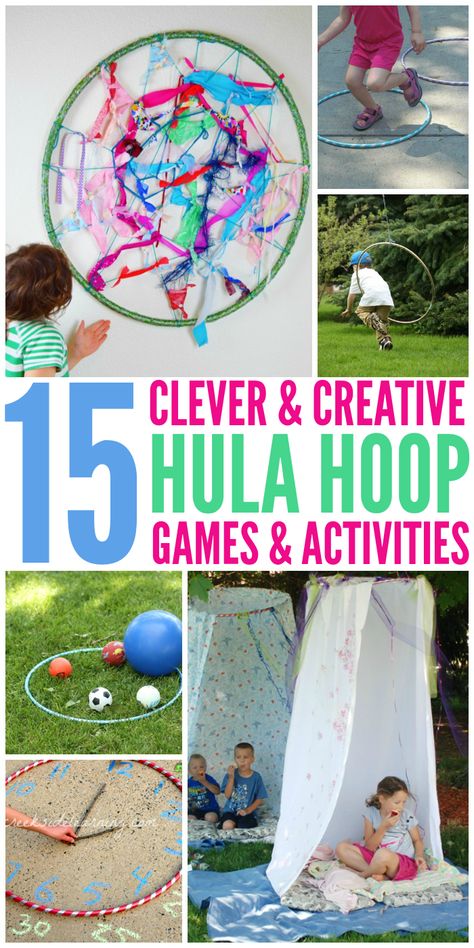 Fun and creative ways to use a hula hoop other than just doing the hula. Hula Hoop Games, Outdoor Games For Preschoolers, Games For Preschoolers, Hoop Crafts, Hoop Games, Sports Ideas, Crazy House, Games For Boys, Hula Hoops