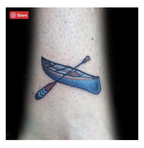 Kayak Tattoo Ideas Simple, Canoe Tattoo Simple, Canoe Tattoo, Kayak Tattoo, Camping Nails, Samoan Tattoo Designs, Trip Tattoo, Loon Tattoo, Camping Tattoo