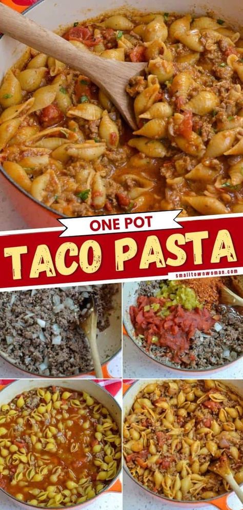 This comfort food recipe is the perfect dinner idea for tonight! Creamy taco pasta recipe comes together quickly and easily in one pot making it doable for those busy weeknight meals. Save this pasta recipe for later! Creamy Taco Pasta, One Pot Taco Pasta, Taco Pasta Recipe, Busy Weeknight Meals, Taco Pasta Recipes, Mexican Pasta, Pot Making, Taco Pasta, Perfect Dinner