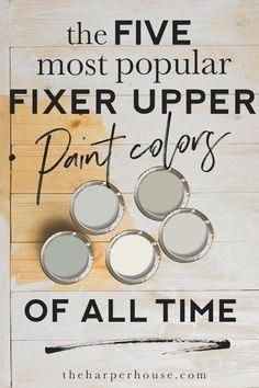 Farmhouse Living Room Colors, Fixer Upper Paint Colors, Farmhouse Paint Colors Interior, Joanna Gaines Paint Colors, Joanna Gaines Paint, Farmhouse Paint Colors, Popular Paint Colors, House Color Palettes, Farmhouse Paint