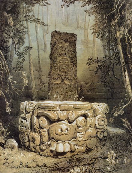 Drawing From the Past Maya Antiquity Through the Eyes of Frederick Catherwood : Idol and Altar at Copán Maya Civilization, Maya Art, Mayan Art, Ancient Maya, Mayan Culture, Ancient Mayan, Aztec Art, Mayan Ruins, Ancient Ruins