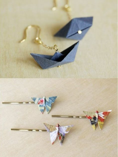 Origami Fashion, Origami Love, Origami And Kirigami, Folding Origami, Origami Jewelry, Diy Bijoux, Diy Jewelry Inspiration, Diy Origami, Paper Jewelry