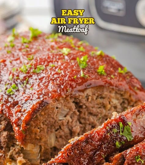 Easy Air Fryer Meatloaf Recipe Airfryer Meatloaf, French Fried Onion Chicken, Air Fryer Meatloaf Recipe, Air Fryer Meat Recipes, Air Fryer Recipes Meatloaf, Italian Style Meatloaf, Air Fryer Meats, Air Fryer Meatloaf, Ninja Air Fryer Recipes