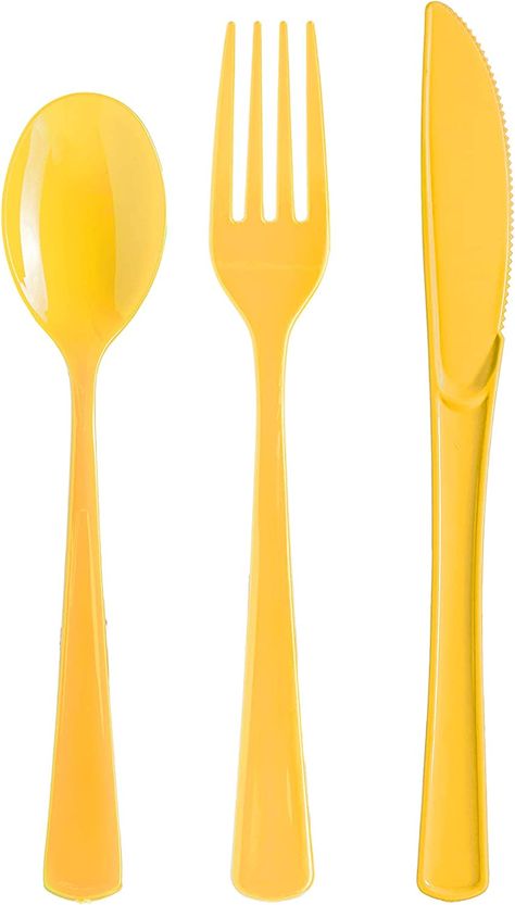 Amazon.com: Exquisite 150 Pack Yellow Plastic Utensils Heavy Duty Cutlery Set 50 Plastic Forks 50 Plastic Spoons 50 Plastic Knives Perfect Plastic Silverware Party Pack Set for all occasions : Health & Household Gold Plastic Silverware, Disposable Cutlery, Plastic Silverware, Plastic Utensils, Plastic Forks, Plastic Cutlery, Plastic Ware, Plastic Spoons, Party Pack