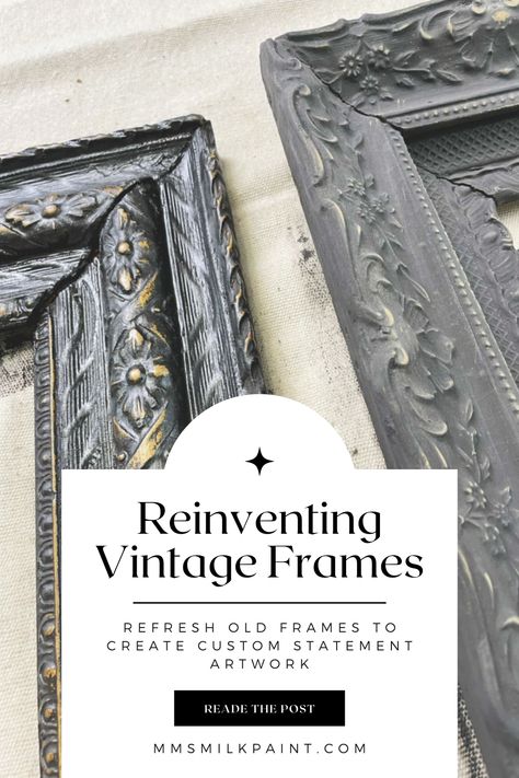 Do you shy away from purchasing artwork? Just not sure what works with your home décor? Learn how to create your own customized art statement in your home. This is an easy DIY project - all you need are some thrifted vintage frames and some MilkPaint™. Get inspired to use milk paint on your next DIY home decor project. Diy Vintage Frame, Frame Makeover, Painted Mirrors, Art Deco Frames, Thrifted Furniture, Empty Picture Frames, Statement Artwork, How To Make Frames, High Contrast Images