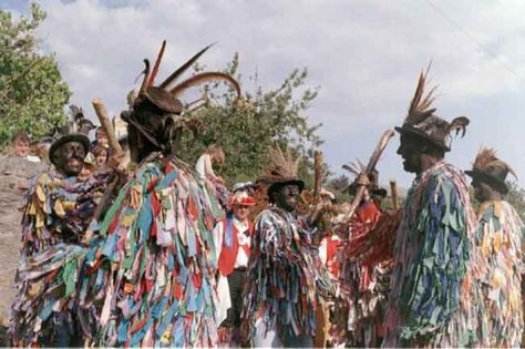 Shropshire Bedlam Morris in Bishops Castle, 1999 Morris Dancers Costumes, Beltane Costume, Welsh Folklore, British Folklore, English Culture, Pagan Poetry, Morris Dancers, European Folklore, Morris Dancing