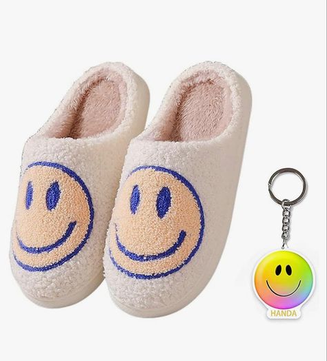 Happy Face Slippers Smile Face Slippers, Happy Face Slippers, Cartoon Smiley Face, Preppy Women, Indoor Outdoor Slippers, Casual Short Sleeve Dress, Indoor Slippers, Cute Slippers, Cute Smile