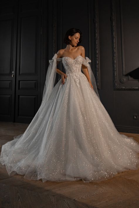 Floral Lace Wedding Dress Celia with Detachable Straps – Olivia Bottega Floral Vintage Wedding Dress, Wedding Dress Corset Fairytale, Magical Wedding Dress Fairytale, Poofy Lace Wedding Dress, Tulle Ballgown Wedding, Aline Wedding Dress With Veil, Sheer Bodice Wedding Dress, Full Sparkle Wedding Dress, Sparkly Floral Wedding Dress