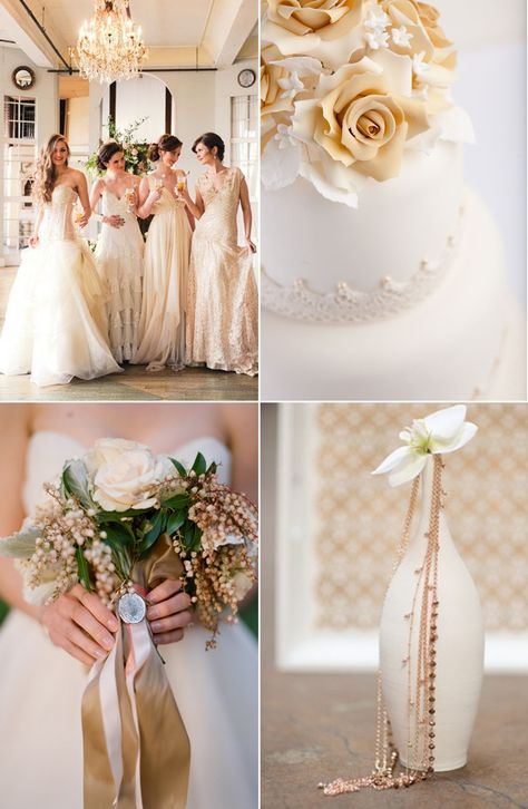 Beige Beauties: Classic and Elegant Wedding Ideas - www.theperfectpalette.com - Color Ideas for Weddings + Parties Elegant Wedding Colors, Classic And Elegant Wedding, Elegant Wedding Ideas, White And Gold Wedding, Elegant Wedding Themes, Wedding Motifs, Beige Wedding, Wedding Palette, Wedding Winter