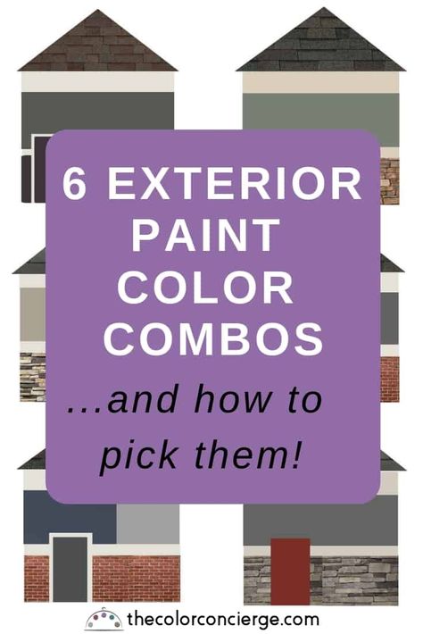 6 Exterior Paint Color Combos (and how to pick them) - Color Concierge Colors To Paint Outside Of House, 2 Color Exterior House Colors, Interior And Exterior Paint Colors, Outdoor House Painting Ideas, Exterior Painting Colors For House, Happy House Colors Exterior, Pittsburg Paints Farmhouse, Picking Exterior House Paint Colors, New Home Exterior Colors