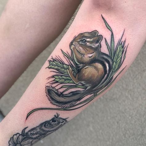 Chipmunk Tattoo, Nature Sleeve, Tat Ideas, Tattoo Inspo, Body Mods, Chipmunks, New Tattoos, I Tattoo, Mammals