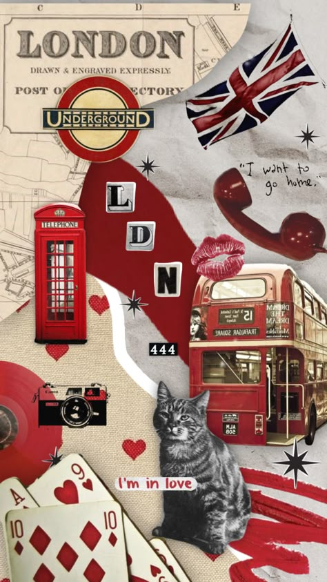 #aesthetic #london #red #collage #moodboard #vintage #londondreams #cat #londonaesthetic #redcoquette British Wallpaper Aesthetic, London Red Aesthetic, London Aesthetic Wallpaper Iphone, Red Aesthetic Place, London Aesthetic Collage, London Collage Wallpaper, Anglophile Aesthetic, London Wallpaper Aesthetic, London Aesthetic Vintage