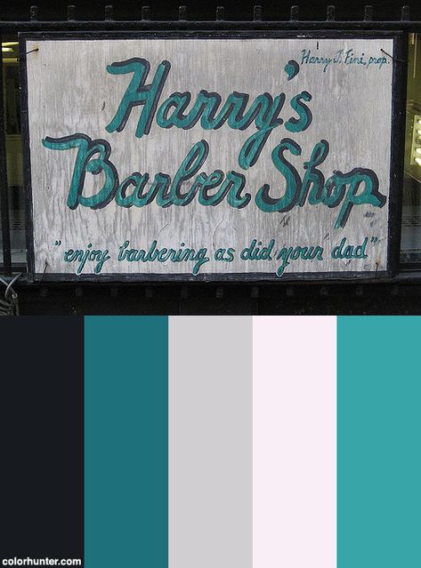 Harry's Barber Shop Color Scheme from colorhunter.com Barber Shop Color Ideas, Barber Shop Color Palette, Logo Design Color Palette, Barbershop Design, Barber Shop Decor, Barber Shop, Color Themes, All Over The World, Color Combinations