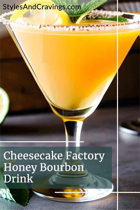 Honey Bourbon Drink in a martini style glass Bourbon Martini Recipes, Bourbon Honey Cocktail, Honey Bourbon Cocktail, Honey Bourbon Drinks, Honey Martini, Bourbon Martini, Old Fashion Drink Recipe, Bourbon Drinks Recipes, Cider Punch