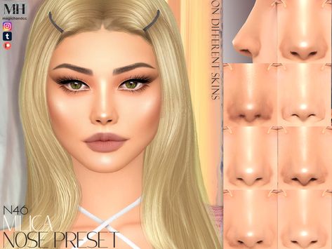 The Sims Resource - Milica Nose Preset N46 Sims 4 Nose Piercing Maxis Match, Sims 4 Nose Highlight, Sims 4 Nose Contour Cc, Sims 4 Nose Cc, Sims 4 Nose Presets, Sims 4 Cc Nose, Nose Contouring, Nose Shapes, Makeup Cc