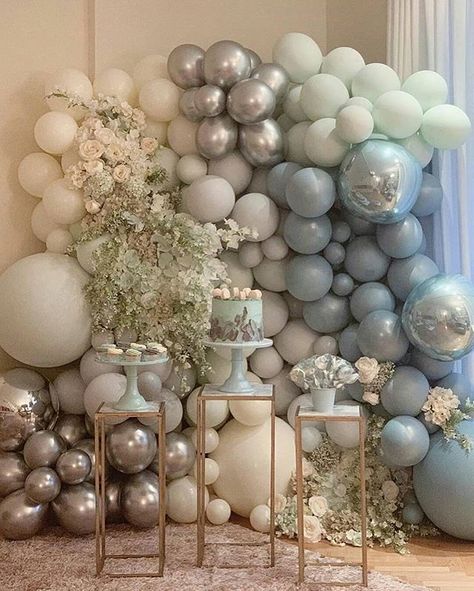 Elari Events, Blue Color Combo, Balloons Galore, Deco Ballon, Baby Shower Sweets, Special Events Decor, Balloon Installation, Baby Shower Decorations For Boys, Balloon Decor