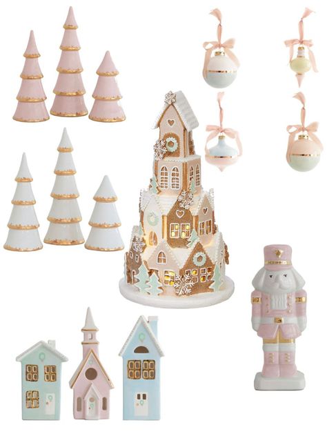 Pastel Gingerbread Christmas Decor, Gingerbread Candyland, Pastel Gingerbread, Pastel Christmas Tree, Fairytale Christmas, Sugarplum Christmas, Pastel Christmas Decor, Best Artificial Christmas Trees, Pink Nutcracker