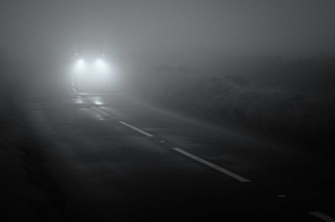 Headlights in the Fog by David Gibbeson The Fog, White Photography, My Way, Mist, Daisy, Fine Art, Black And White, Photography, White