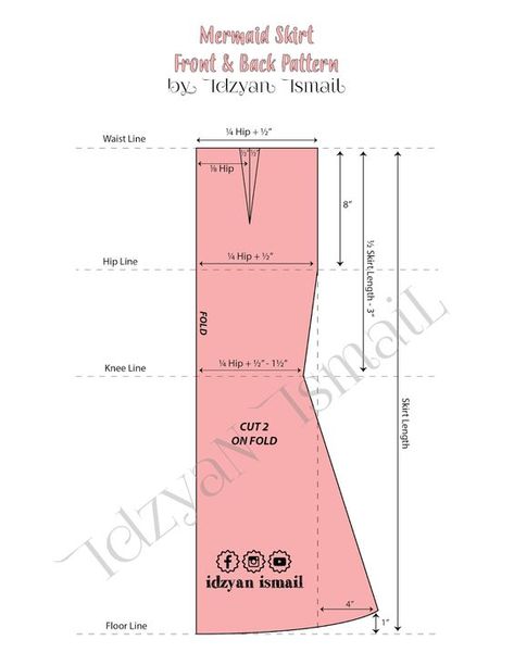 Pola Skirt Duyung, Mermaid Skirt Sewing Pattern, Mermaid Pattern Dress, How To Make A Mermaid Skirt, Mermaid Dress Pattern Drafting, Mermaid Skirt Pattern Drafting, Mermaid Skirt Pattern, Mermaid Dress Pattern, Skirt Pattern Easy