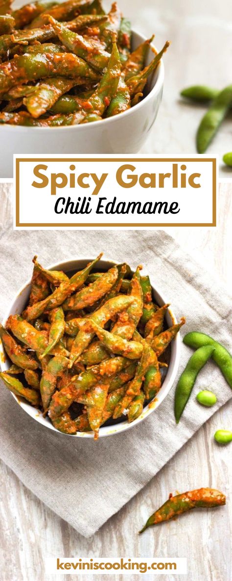 Edamame Recipes Spicy, Steamed Edamame, Spicy Edamame, Chili Spicy, Edamame Recipes, Spicy Snacks, Chili Paste, Spicy Chili, Think Food