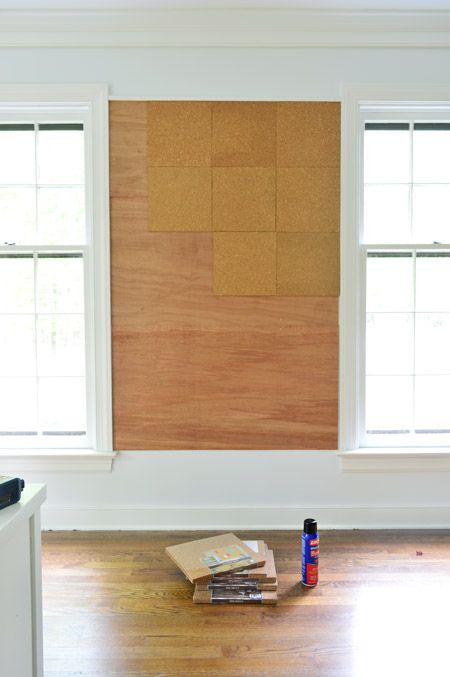 applying cork tiles to wall to create oversized cork board wall in kids art area Large Cork Board Wall, Diy Corkboard Wall, Cork Board Calendar, Diy Cork Board Wall, Corkboard Wall, Dartboard Wall, Diy Corkboard, Giant Pegboard, Office And Craft Room